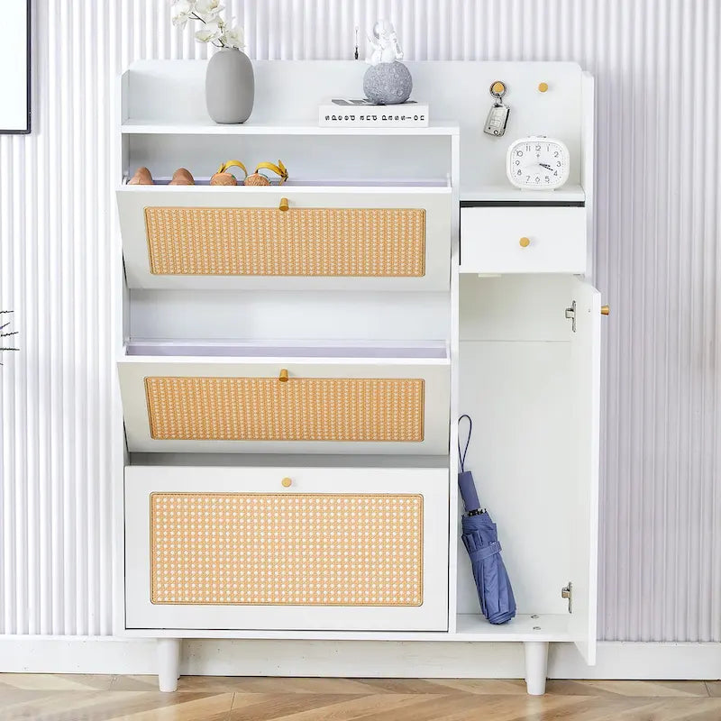 Modern Minimalist Rattan Shoe Cabinet