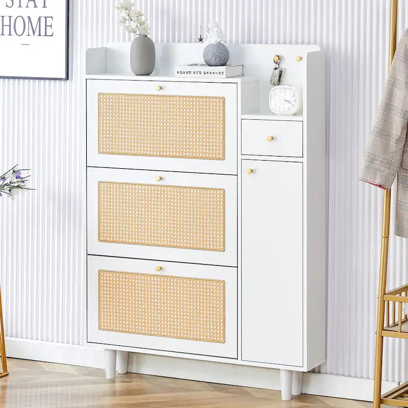 Modern Minimalist Rattan Shoe Cabinet