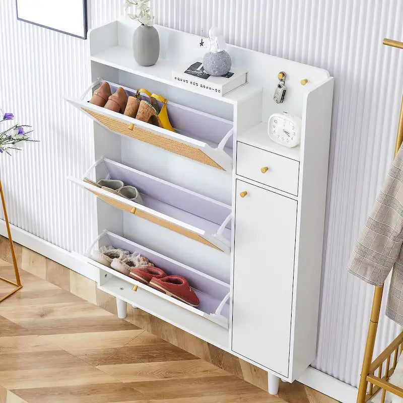 Modern Minimalist Rattan Shoe Cabinet