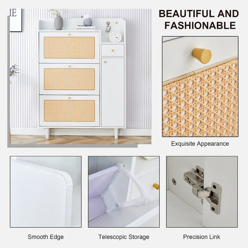 Modern Minimalist Rattan Shoe Cabinet