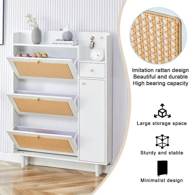 Modern Minimalist Rattan Shoe Cabinet