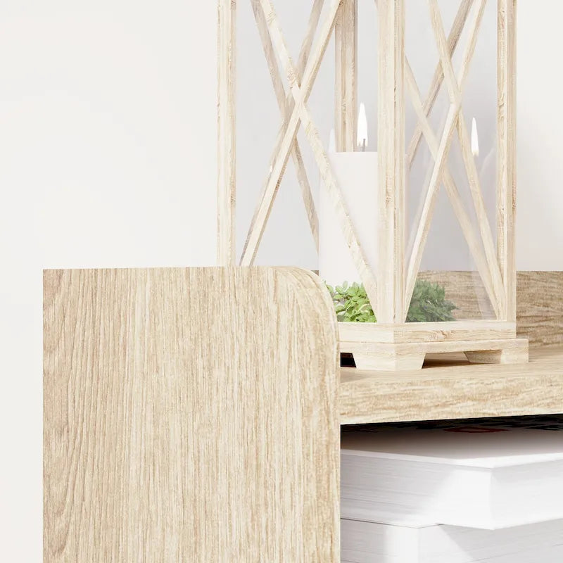 Shoe Cabinet with 4 Flip Doors - Rustic Light Brown and White Gold