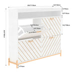 Shoe Cabinet with 4 Flip Doors - Rustic Light Brown and White Gold