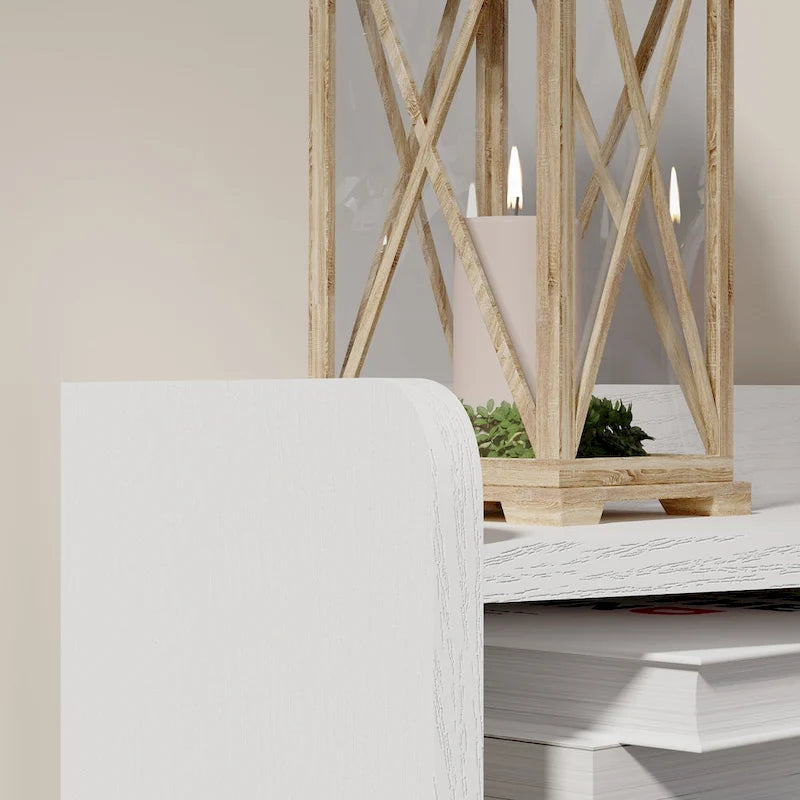 Shoe Cabinet with 4 Flip Doors - Rustic Light Brown and White Gold