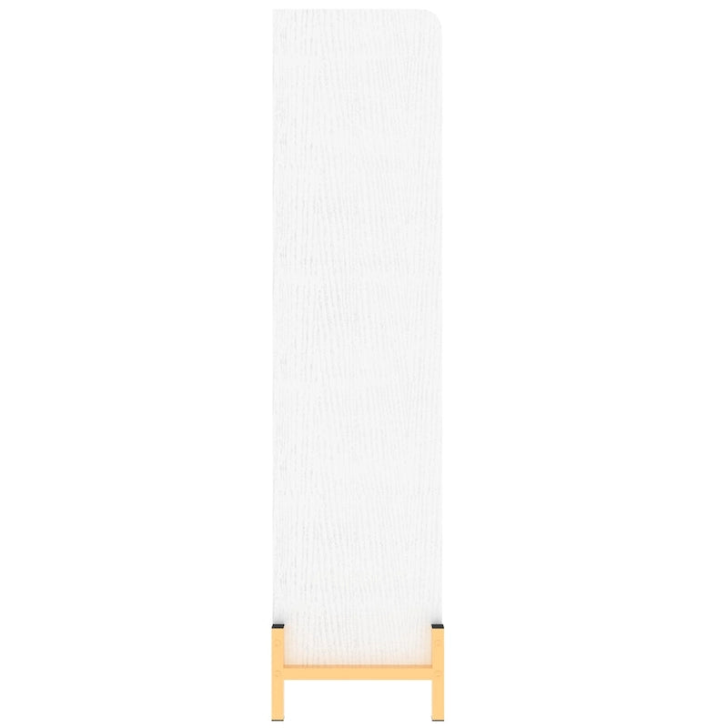 Shoe Cabinet with 4 Flip Doors - Rustic Light Brown and White Gold