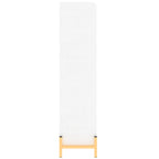 Shoe Cabinet with 4 Flip Doors - Rustic Light Brown and White Gold
