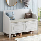 Rustic Style Solid wood Entryway Multifunctional Storage Bench with Safety Hinge
