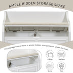 Rustic Style Solid wood Entryway Multifunctional Storage Bench with Safety Hinge