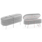 Textured Fabric Storage Bench with Wood Legs - Bedroom & Living Room