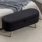 Textured Fabric Storage Bench with Wood Legs - Bedroom & Living Room
