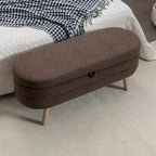Textured Fabric Storage Bench with Wood Legs - Bedroom & Living Room