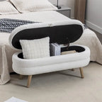 Textured Fabric Storage Bench with Wood Legs - Bedroom & Living Room