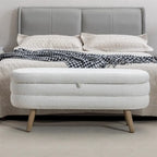 Textured Fabric Storage Bench with Wood Legs - Bedroom & Living Room