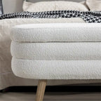 Textured Fabric Storage Bench with Wood Legs - Bedroom & Living Room