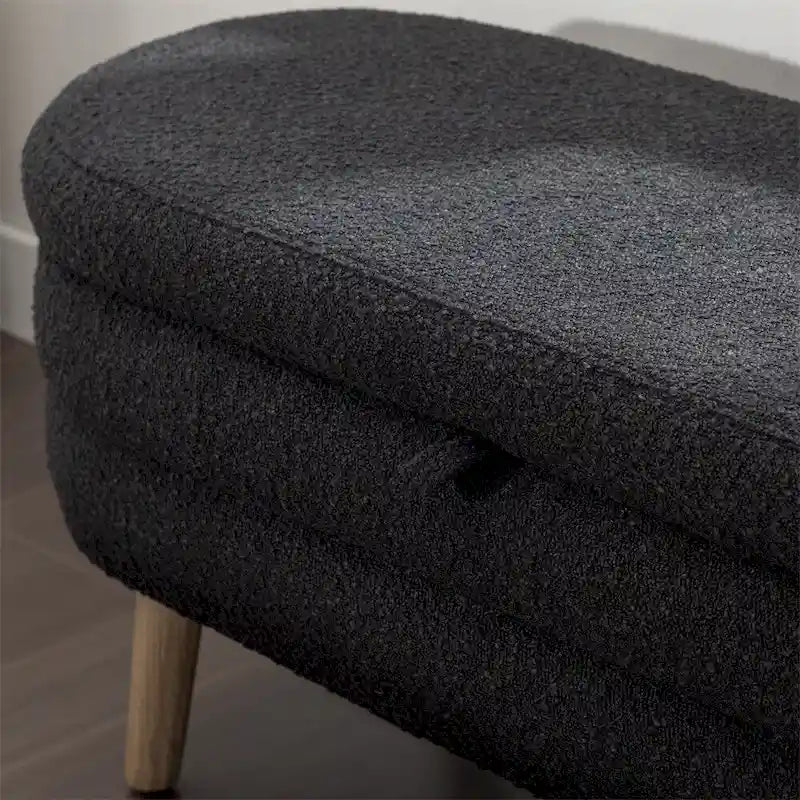 Textured Fabric Storage Bench with Wood Legs - Bedroom & Living Room
