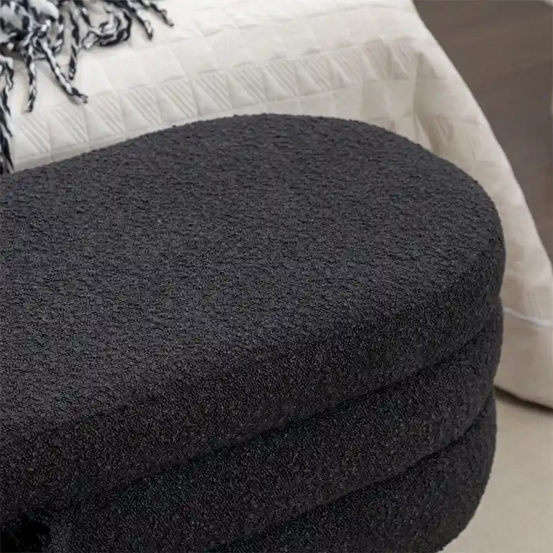 Textured Fabric Storage Bench with Wood Legs - Bedroom & Living Room