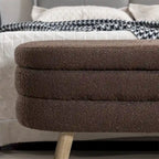 Textured Fabric Storage Bench with Wood Legs - Bedroom & Living Room