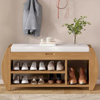 Multi Functional Storage Bench With Hidden Compartment And Open Shelf
