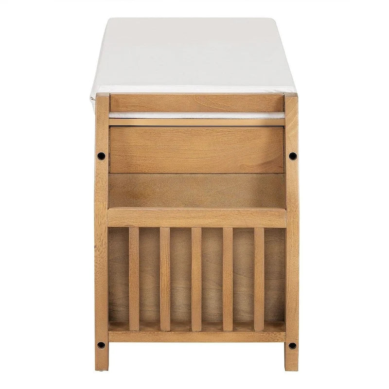 Multi Functional Storage Bench With Hidden Compartment And Open Shelf
