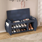 Multi Functional Storage Bench With Hidden Compartment And Open Shelf