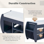 Multi Functional Storage Bench With Hidden Compartment And Open Shelf