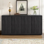 Four-Door Ash Veneer Cabinet Sideboard for Hallway, Entryway & Living Room