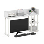 Desktop Bookshelf Storage Hutch with 3 Shelves - White, CARB-Grade Wood