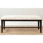 Floral Beige Upholstered Accent Bench - 46W x 19D x 20H