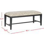 Floral Beige Upholstered Accent Bench - 46W x 19D x 20H