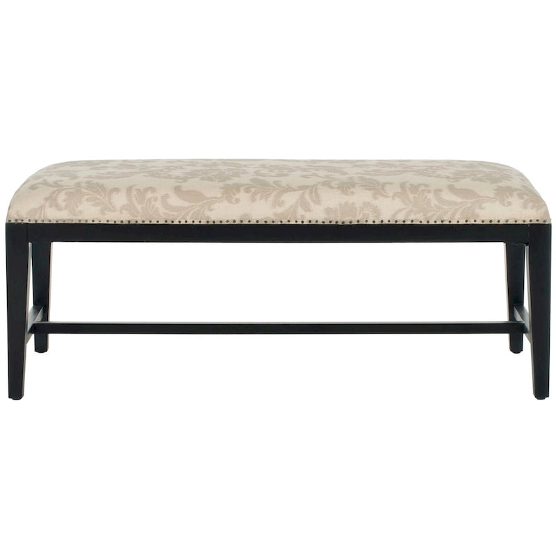 Floral Beige Upholstered Accent Bench - 46W x 19D x 20H