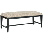 Floral Beige Upholstered Accent Bench - 46W x 19D x 20H