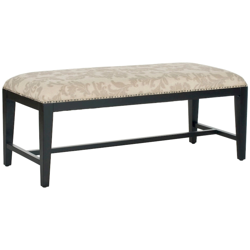 Floral Beige Upholstered Accent Bench - 46W x 19D x 20H