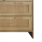 4 Drawers Wood Rattan Cabinet