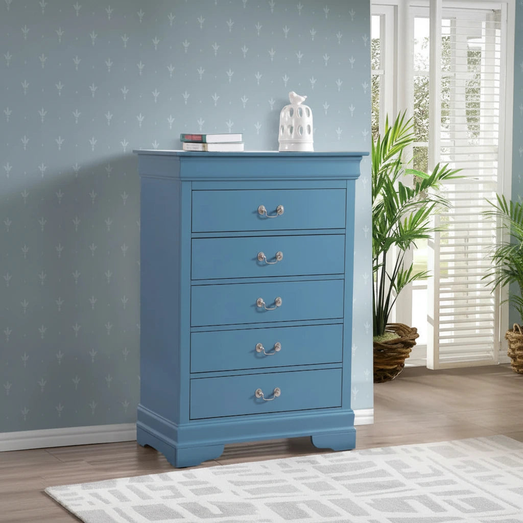 Traditional Cherry 5-Drawer Chest of Drawers - 33W x 18D x 48H, No Assembly