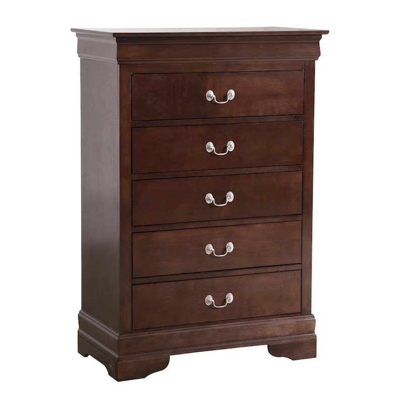 Traditional Cherry 5-Drawer Chest of Drawers - 33W x 18D x 48H, No Assembly