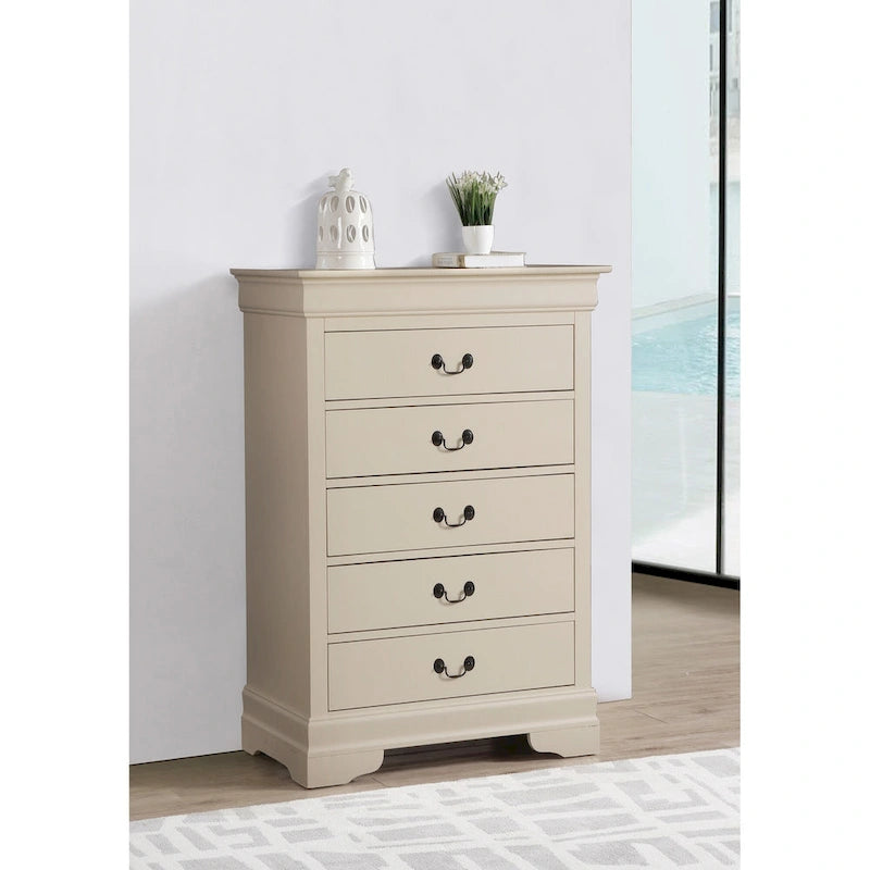 Traditional Cherry 5-Drawer Chest of Drawers - 33W x 18D x 48H, No Assembly