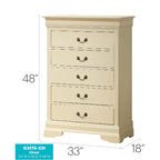 Traditional Cherry 5-Drawer Chest of Drawers - 33W x 18D x 48H, No Assembly
