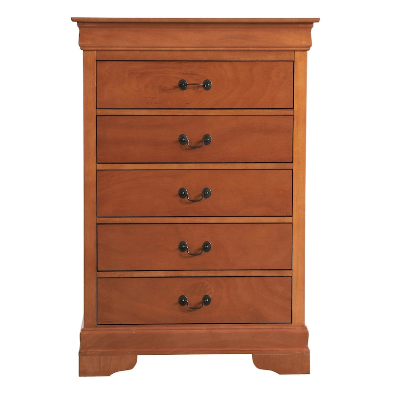 Traditional Cherry 5-Drawer Chest of Drawers - 33W x 18D x 48H, No Assembly