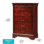 Traditional Cherry 5-Drawer Chest of Drawers - 33W x 18D x 48H, No Assembly