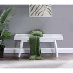Farmhouse Solid Wood Slatted Bench in White - 41.3W x 16.5D x 17.5H