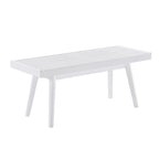 Farmhouse Solid Wood Slatted Bench in White - 41.3W x 16.5D x 17.5H