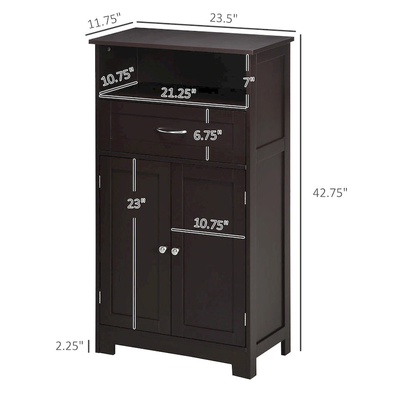 Modern Freestanding Bathroom Storage Cabinet with Drawer & Adjustable Shelf