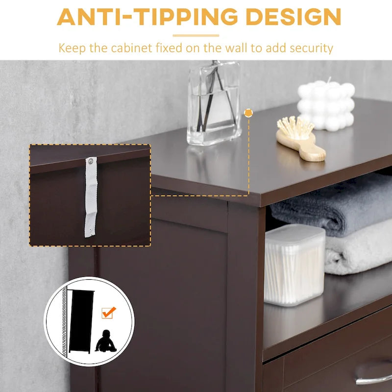 Modern Freestanding Bathroom Storage Cabinet with Drawer & Adjustable Shelf