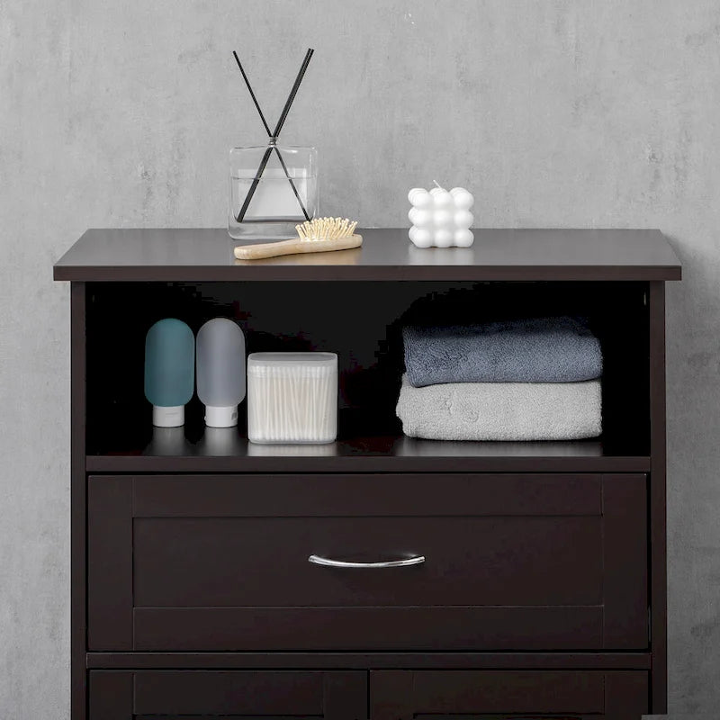 Modern Freestanding Bathroom Storage Cabinet with Drawer & Adjustable Shelf