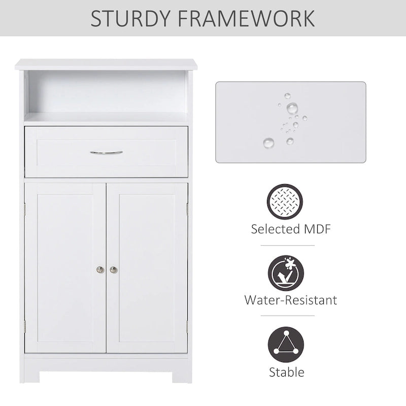 Modern Freestanding Bathroom Storage Cabinet with Drawer & Adjustable Shelf