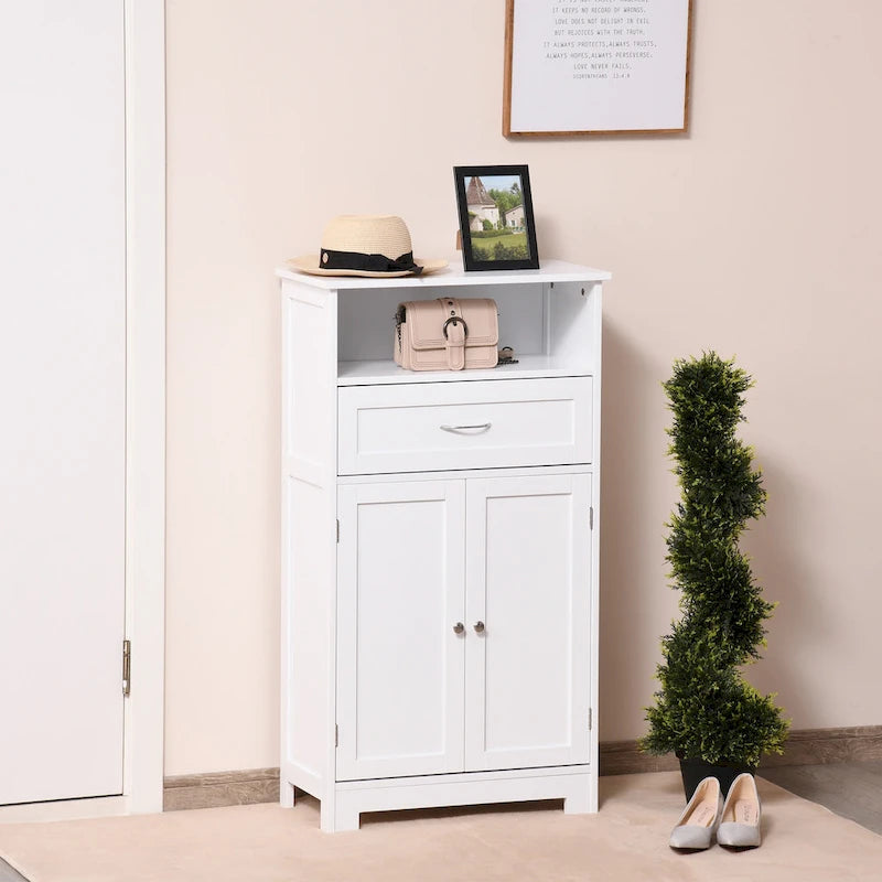 Modern Freestanding Bathroom Storage Cabinet with Drawer & Adjustable Shelf