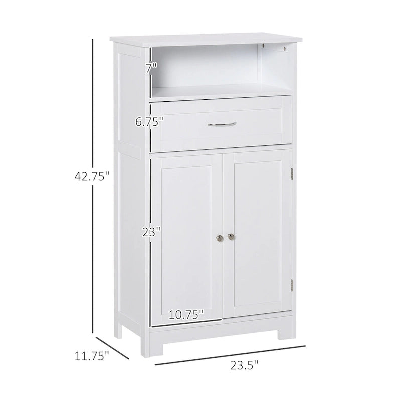 Modern Freestanding Bathroom Storage Cabinet with Drawer & Adjustable Shelf