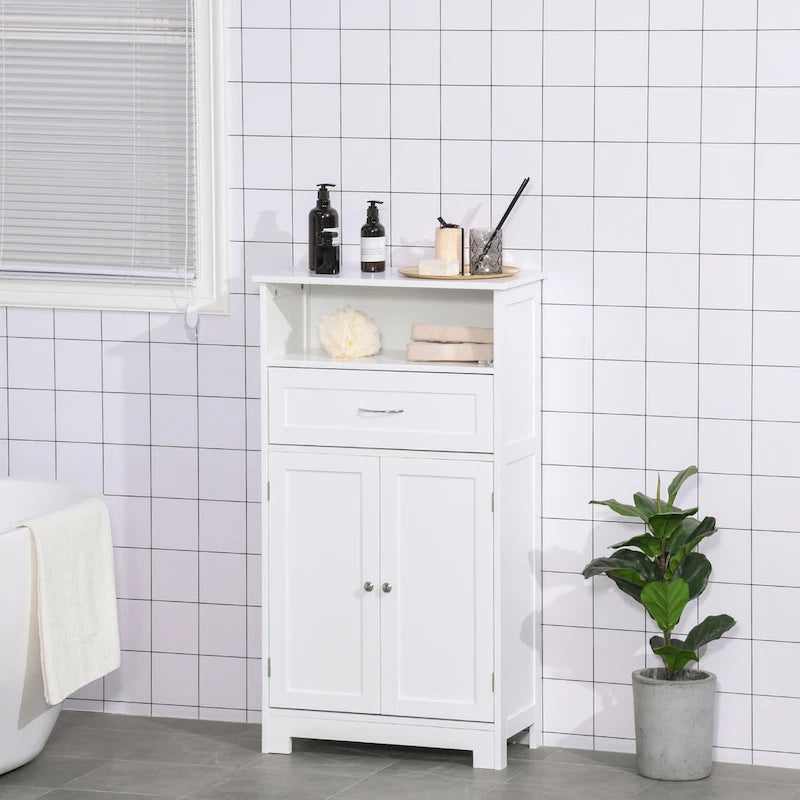 Modern Freestanding Bathroom Storage Cabinet with Drawer & Adjustable Shelf