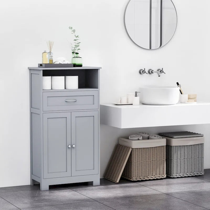 Modern Freestanding Bathroom Storage Cabinet with Drawer & Adjustable Shelf