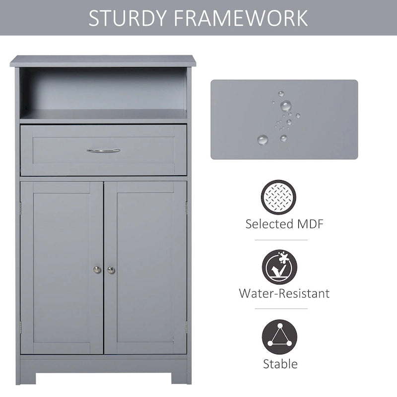 Modern Freestanding Bathroom Storage Cabinet with Drawer & Adjustable Shelf